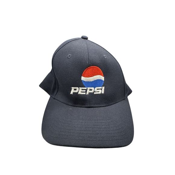 Pepsi Hat Mens Adjustable Blue Strapback Cap Embroidered Logo Baseball Hat - Picture 1 of 4